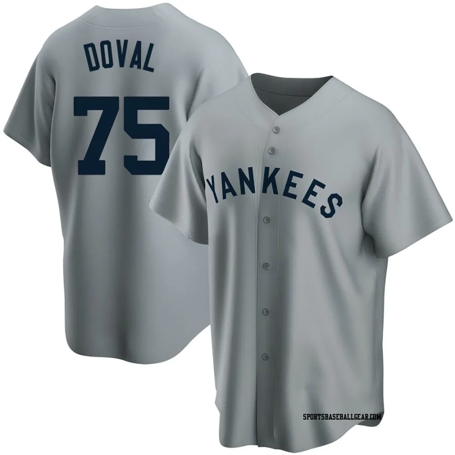 Camilo Doval Men's New York Yankees Gray Replica Road Cooperstown Collection Jersey