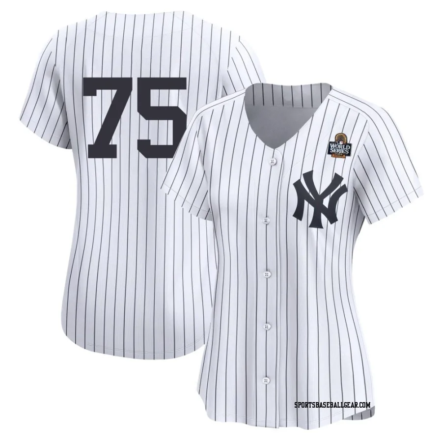 Camilo Doval Women's New York Yankees White Limited Yankee Home 2nd 2024 World Series Jersey