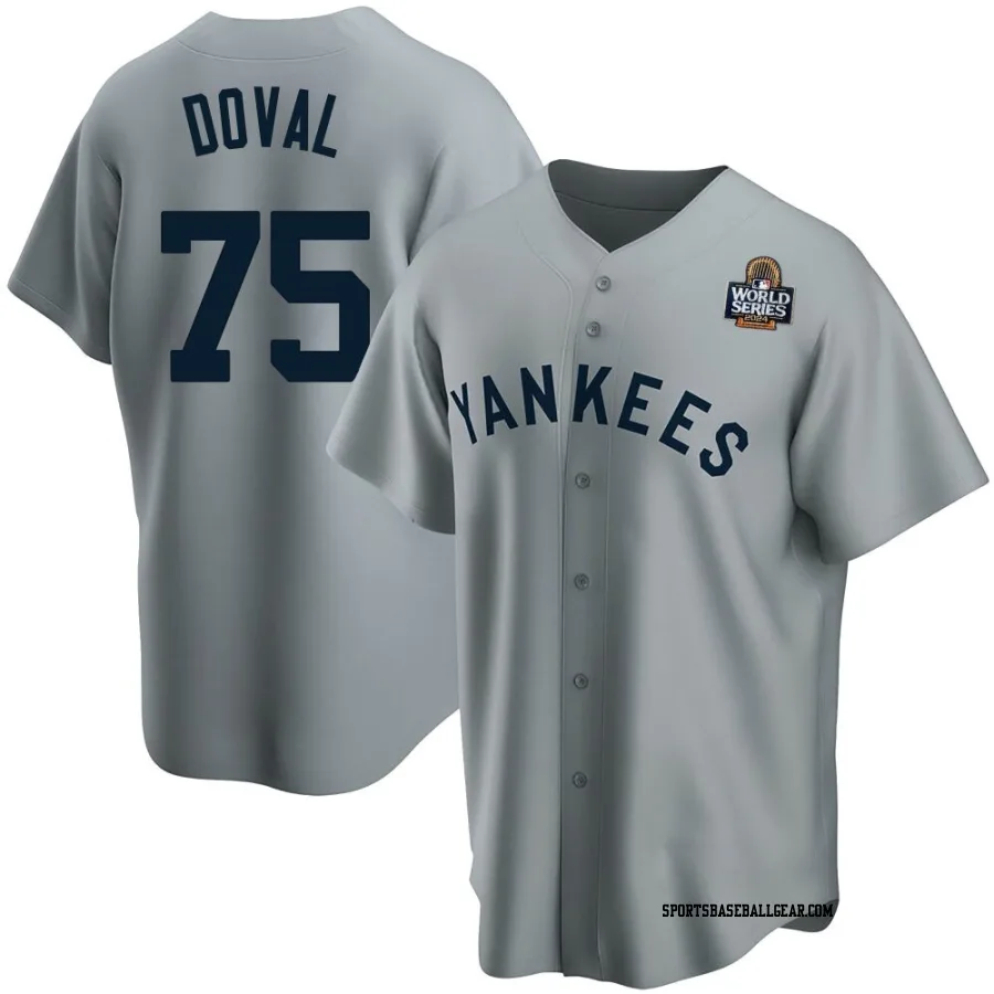 Camilo Doval Youth New York Yankees Gray Replica Road Cooperstown Collection 2024 World Series Jersey