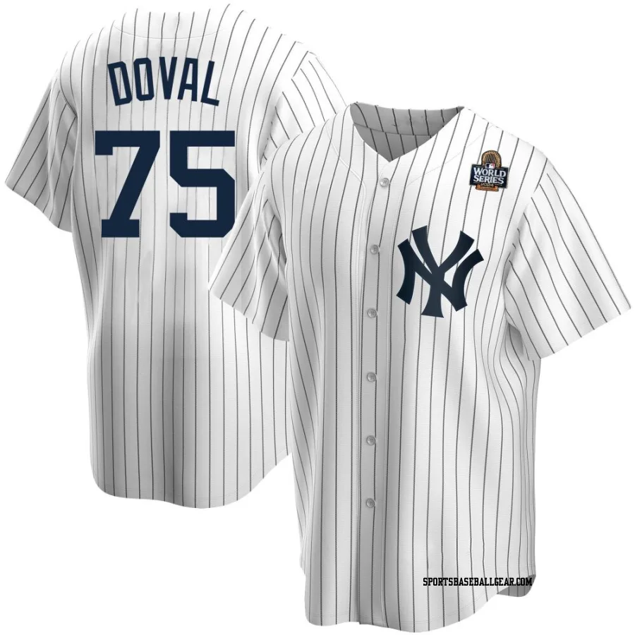 Camilo Doval Youth New York Yankees White Replica Home 2024 World Series Jersey