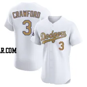 Carl Crawford Men's Los Angeles Dodgers Gold Elite White 2025 Collection Jersey