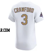 Carl Crawford Men's Los Angeles Dodgers Gold Elite White 2025 Collection Jersey
