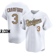 Carl Crawford Men's Los Angeles Dodgers Gold Limited White 2025 Collection Jersey