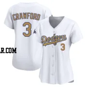 Carl Crawford Women's Los Angeles Dodgers Gold Limited White 2025 Collection Jersey