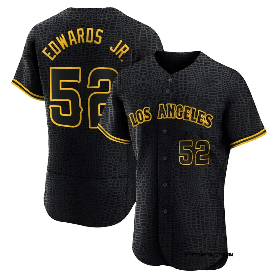 Carl Edwards Jr. Men's Los Angeles Angels Black Authentic Snake Skin City Jersey