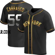 Carlos Carrasco Men's New York Yankees Black Golden Replica Alternate Jersey