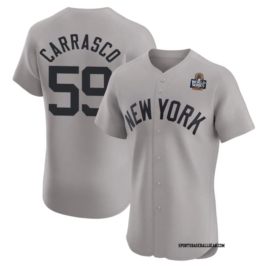 Carlos Carrasco Men's New York Yankees Gray Elite Road 2024 World Series Jersey