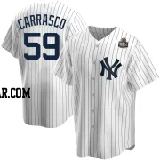 Carlos Carrasco Men's New York Yankees White Replica Home 2024 World Series Jersey