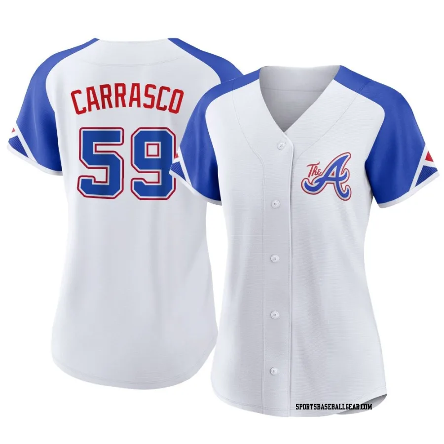 Carlos Carrasco Women's Atlanta Braves White Replica 2023 City Connect Jersey
