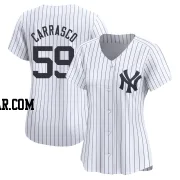 Carlos Carrasco Women's New York Yankees White Limited Yankee Home Jersey