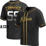 Carlos Carrasco Youth Atlanta Braves Black Golden Replica Alternate Jersey