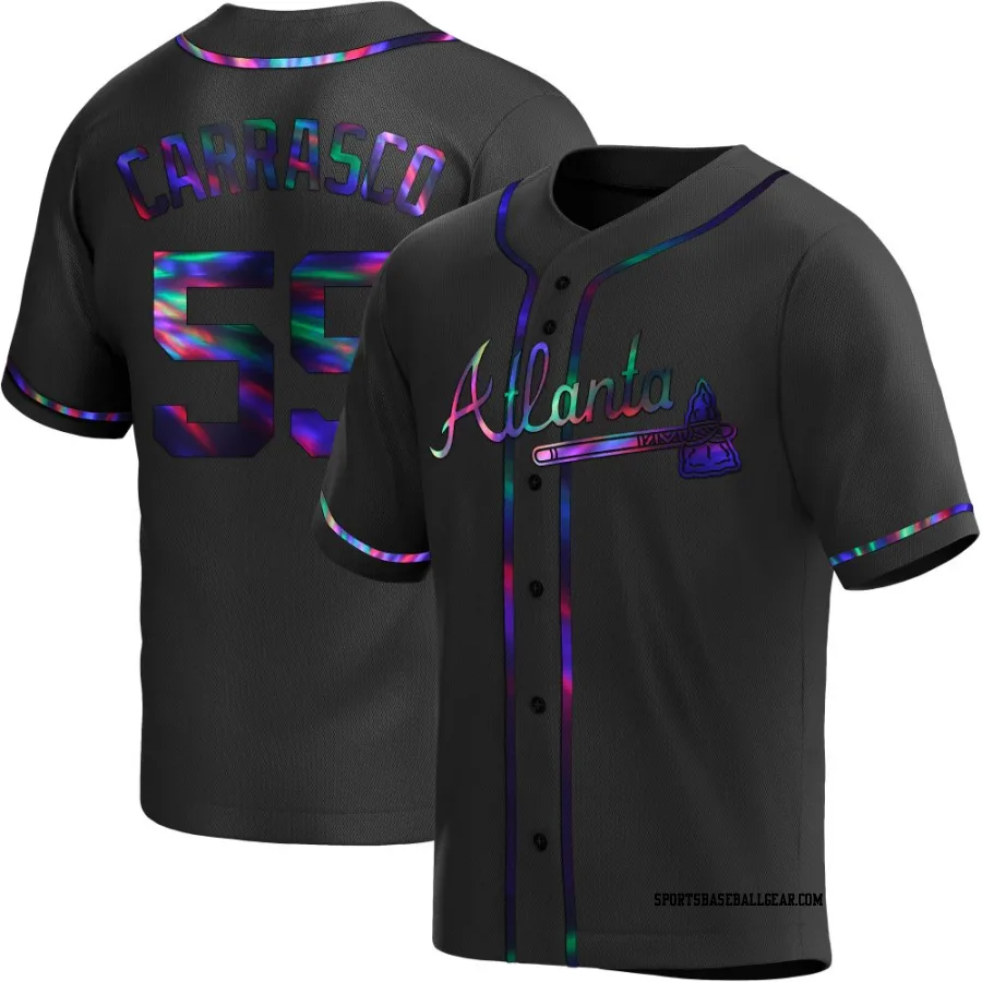 Carlos Carrasco Youth Atlanta Braves Black Holographic Replica Alternate Jersey