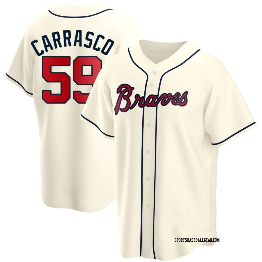 Carlos Carrasco Youth Atlanta Braves Cream Replica Alternate Jersey
