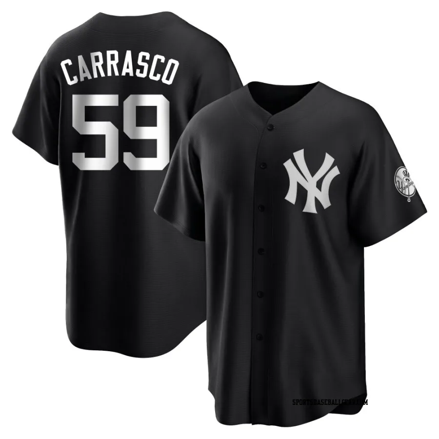 Carlos Carrasco Youth New York Yankees Black/White Replica Jersey