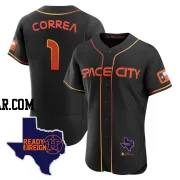 Carlos Correa Men's Houston Astros Black Authentic 2023 Space City Ready 2 Reign Flex Base Jersey