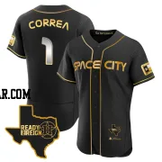 Carlos Correa Men's Houston Astros Black/Gold Authentic 2023 Space City Ready 2 Reign Flex Base Jersey