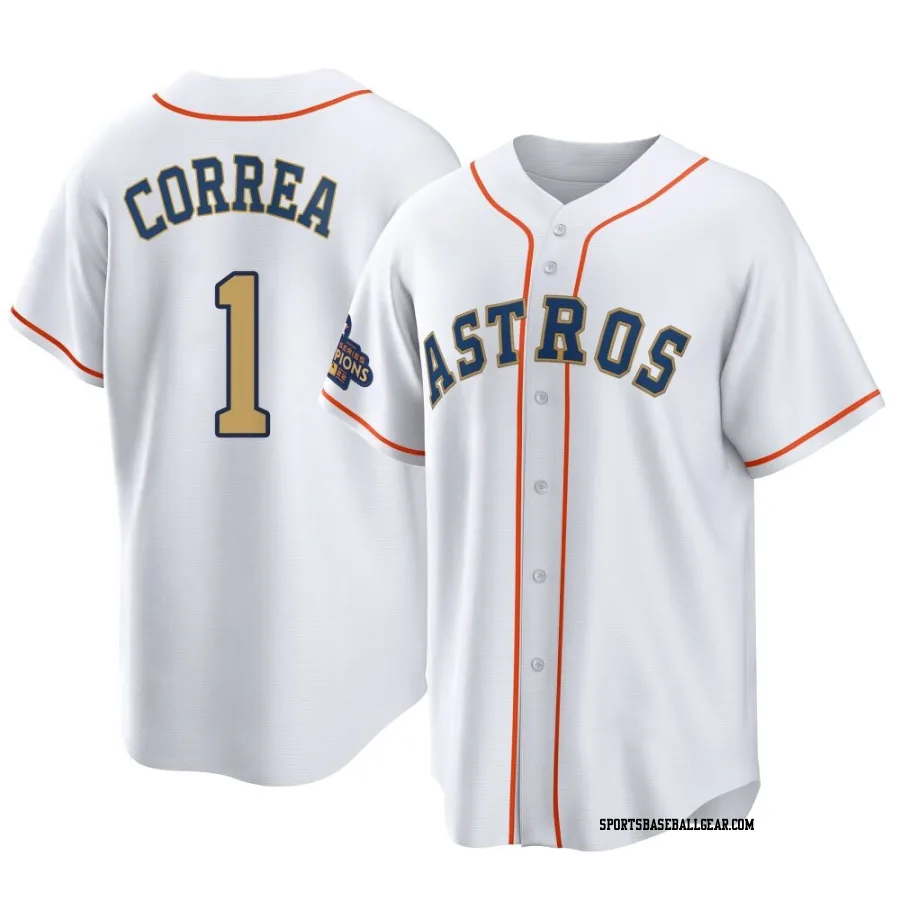 Carlos Correa Men's Houston Astros Gold Replica White 2023 Collection Jersey