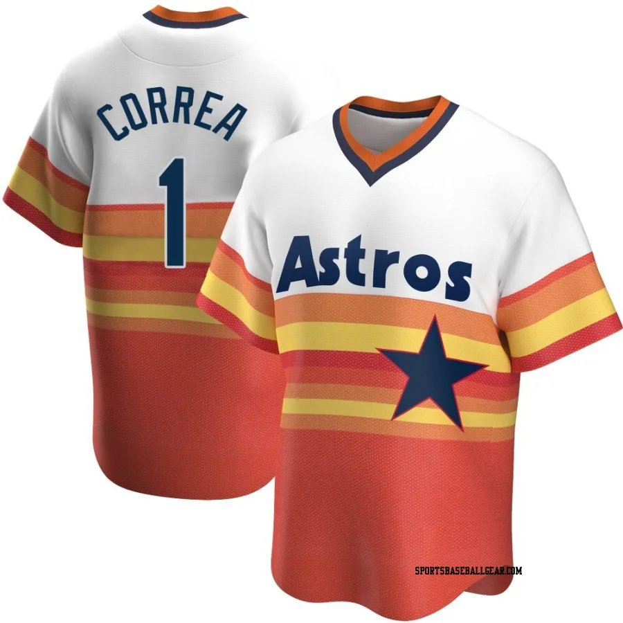 Carlos Correa Men's Houston Astros White Replica Home Cooperstown Collection Jersey