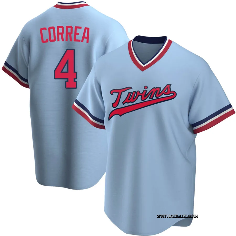 Carlos Correa Men's Minnesota Twins Light Blue Replica Road Cooperstown Collection Jersey