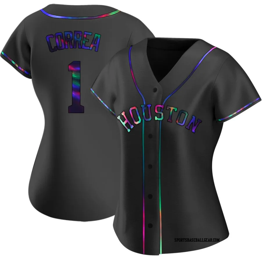 Carlos Correa Women's Houston Astros Black Holographic Replica Alternate Jersey