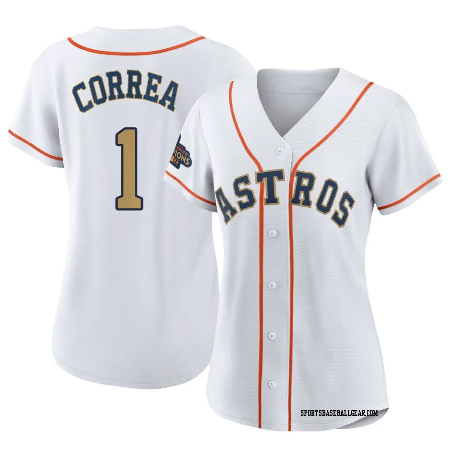 Carlos Correa Women's Houston Astros Gold Authentic White 2023 Collection Jersey