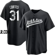 Carlos Cortes Men's Oakland Athletics Black/White Replica Jersey