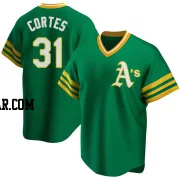 Carlos Cortes Men's Oakland Athletics Green Replica R Kelly Road Cooperstown Collection Jersey