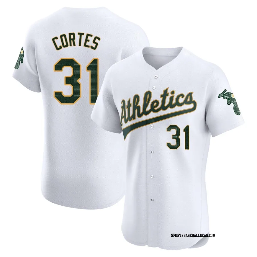 Carlos Cortes Men's Oakland Athletics White Elite Home Jersey