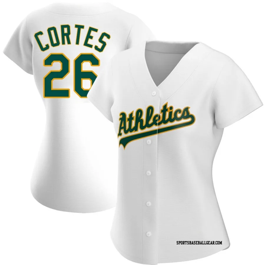 Carlos Cortes Women's Oakland Athletics White Authentic Home Jersey
