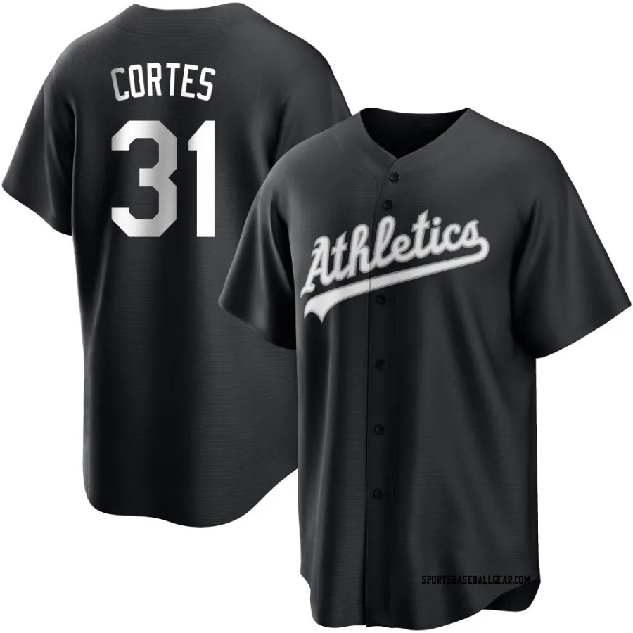 Carlos Cortes Youth Oakland Athletics Black/White Replica Jersey