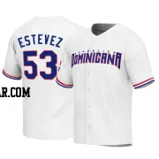 Carlos Estevez Men's Dominican Republic Baseball White Replica 2023 World Baseball Classic Jersey
