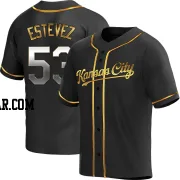 Carlos Estevez Men's Kansas City Royals Black Golden Replica Alternate Jersey