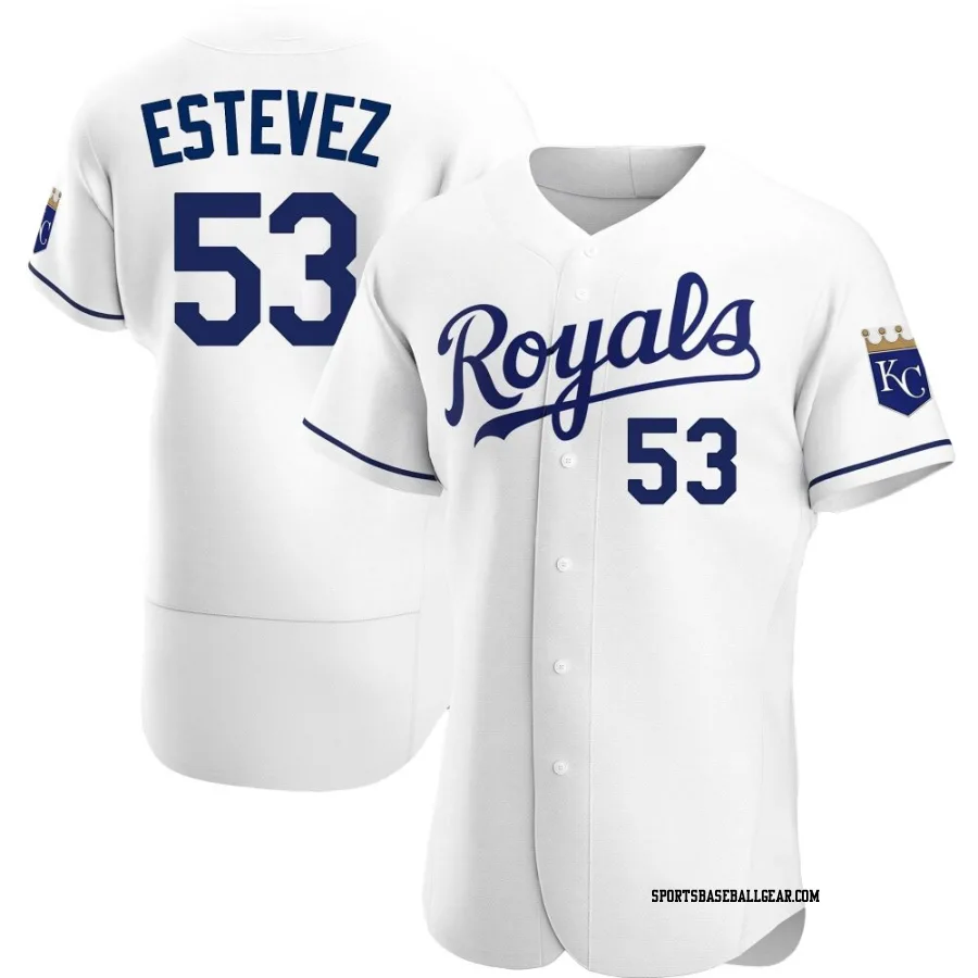 Carlos Estevez Men's Kansas City Royals White Authentic Home Jersey