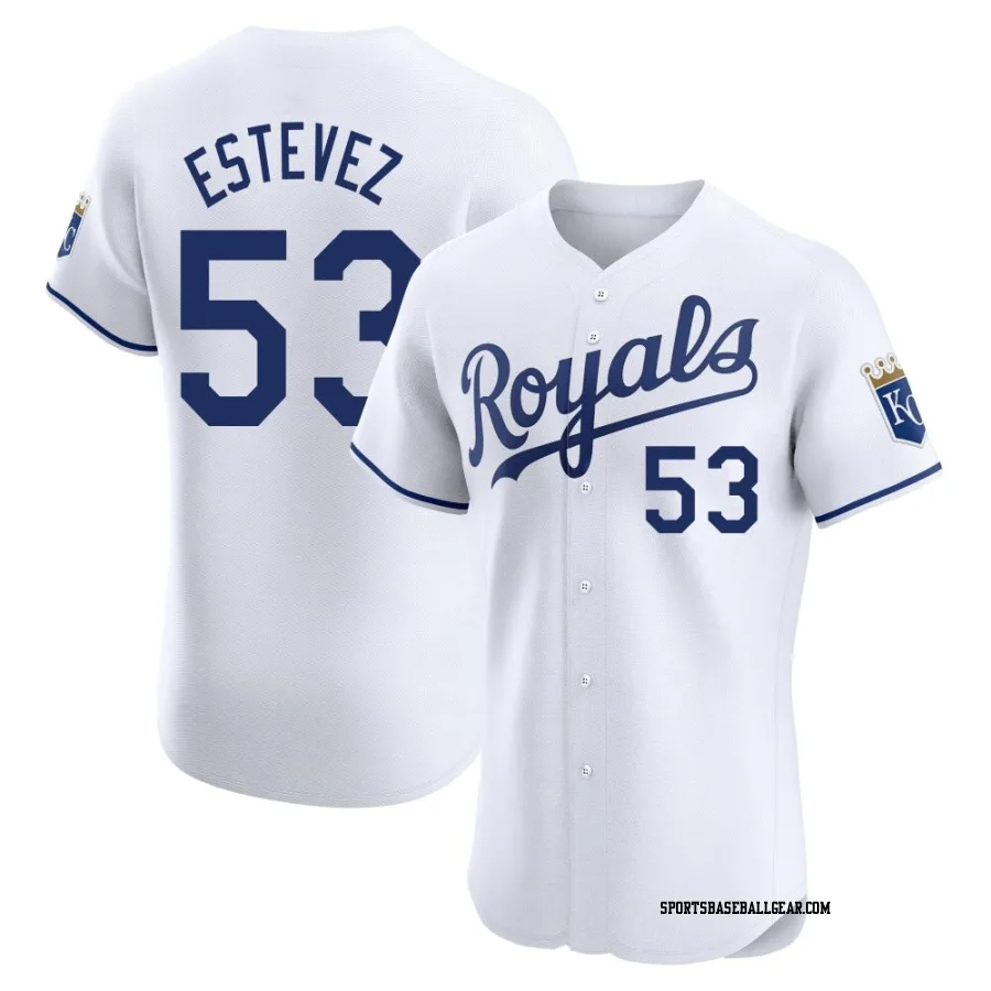 Carlos Estevez Men's Kansas City Royals White Elite Home Jersey