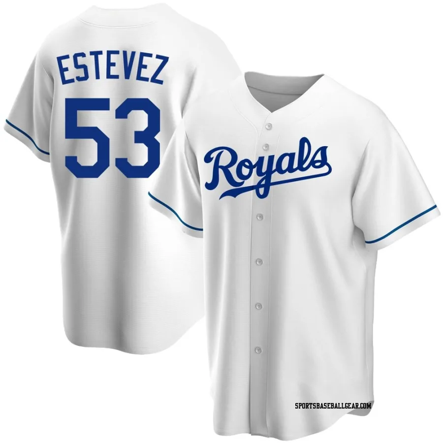 Carlos Estevez Men's Kansas City Royals White Replica Home Jersey