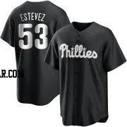 Carlos Estevez Men's Philadelphia Phillies Black/White Replica Jersey