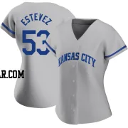 Carlos Estevez Women's Kansas City Royals Gray Replica 2022 Road Jersey