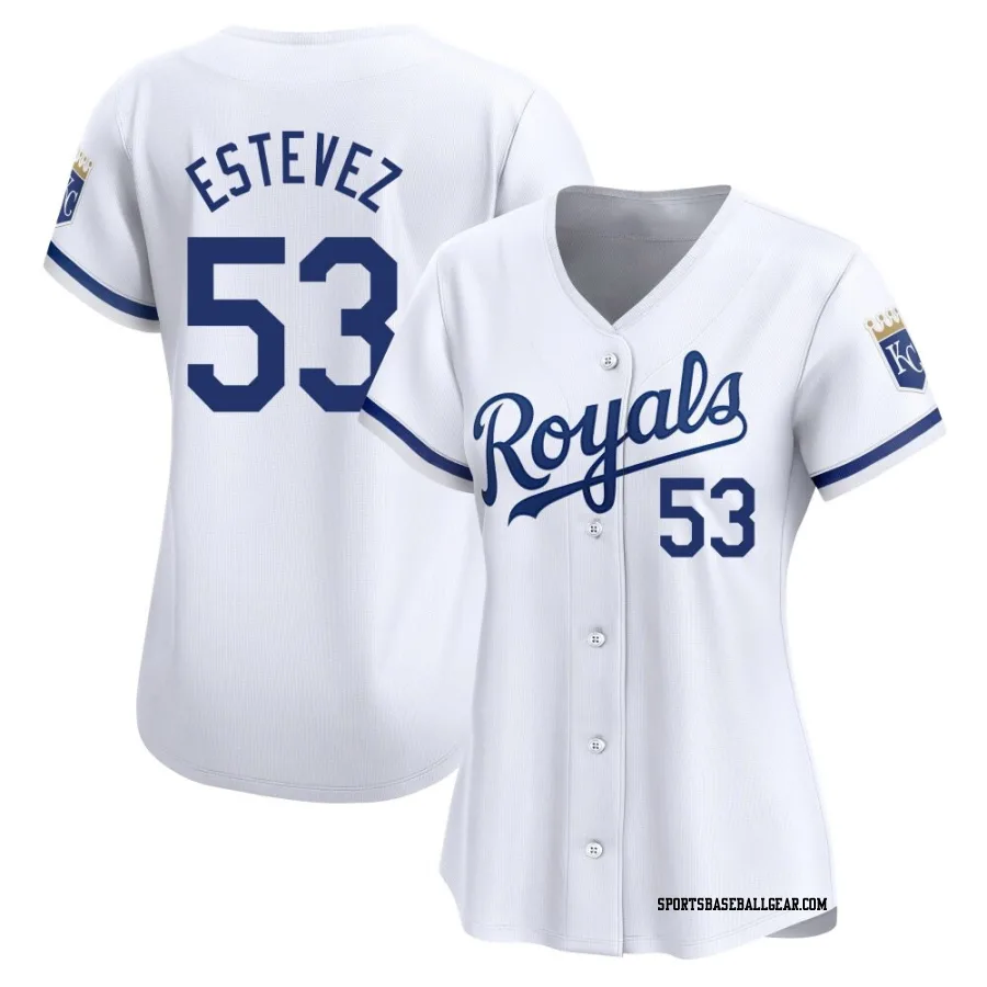 Carlos Estevez Women's Kansas City Royals White Limited Home Jersey
