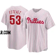 Carlos Estevez Youth Philadelphia Phillies White Replica 2022 World Series Home Jersey