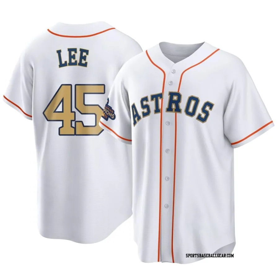 Carlos Lee Youth Houston Astros Gold Replica White 2023 Collection Jersey
