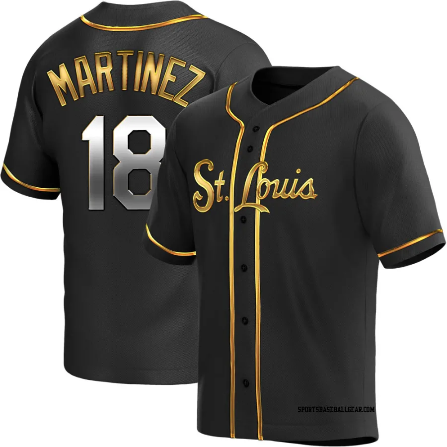 Carlos Martinez Men's St. Louis Cardinals Black Golden Replica Alternate Jersey