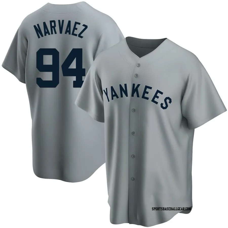 Carlos Narvaez Men's New York Yankees Gray Replica Road Cooperstown Collection Jersey