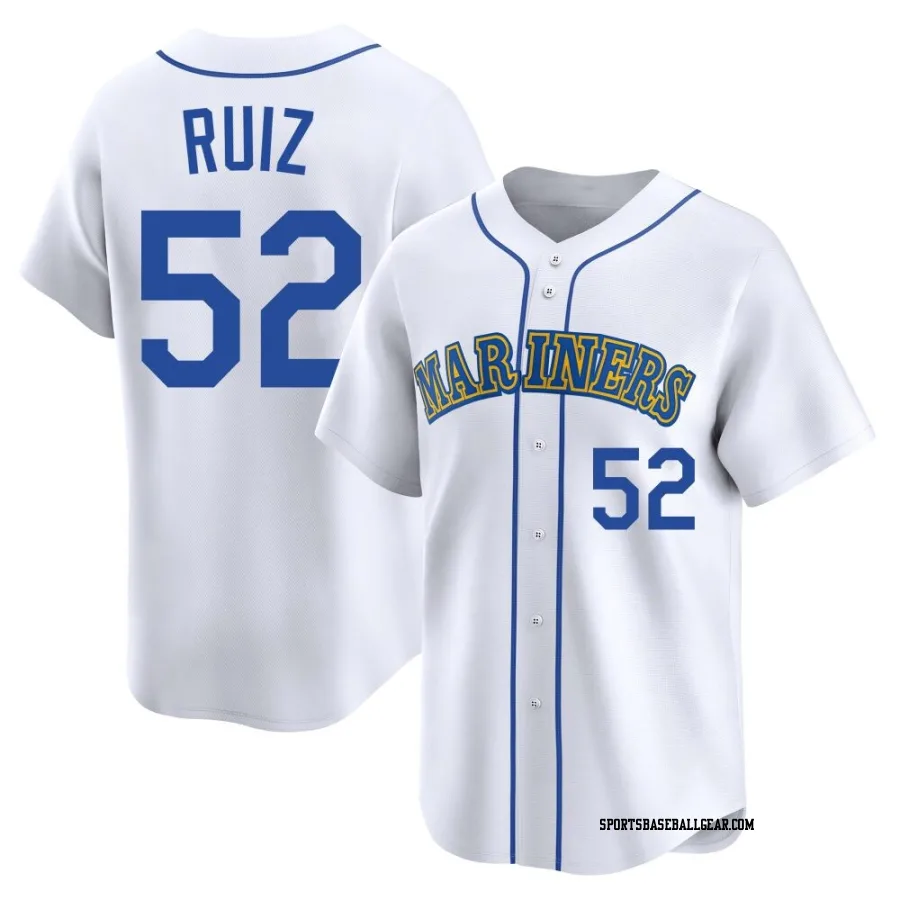 Carlos Ruiz Men's Seattle Mariners White Limited Throwback Cooperstown Collection Jersey