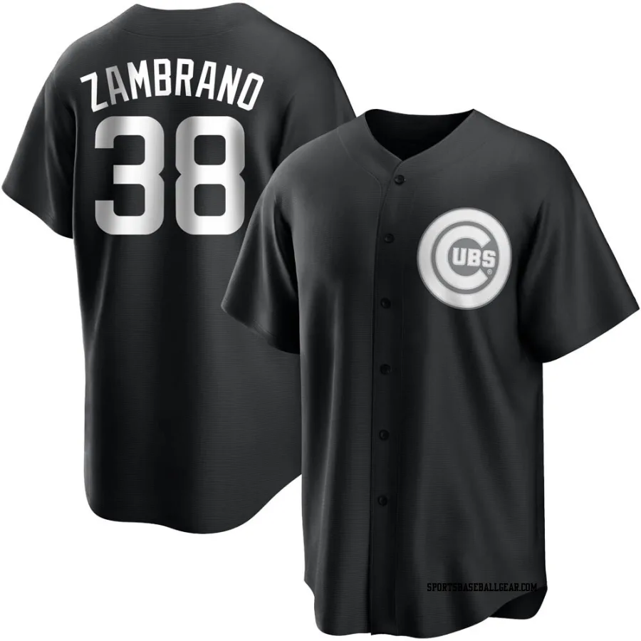 Carlos Zambrano Men's Chicago Cubs Black/White Replica Jersey