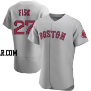 Carlton Fisk Men's Boston Red Sox Gray Authentic Road Jersey