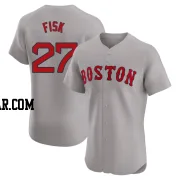 Carlton Fisk Men's Boston Red Sox Gray Elite Road Jersey