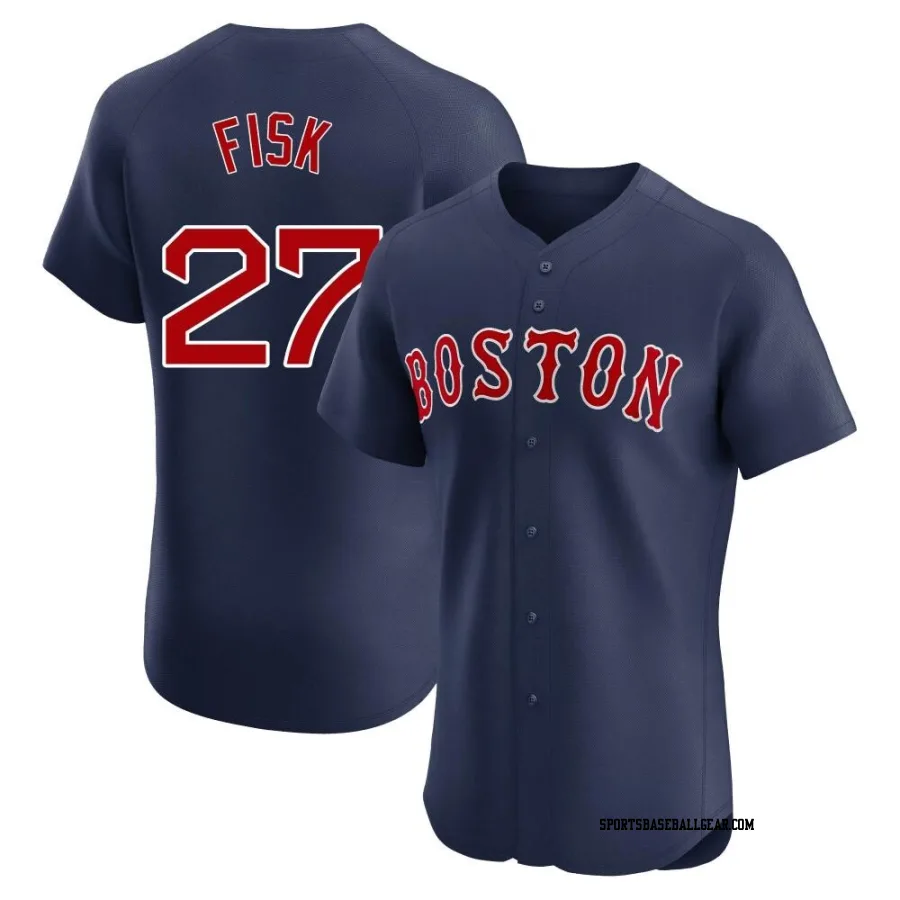 Carlton Fisk Men's Boston Red Sox Navy Elite Alternate Jersey