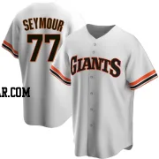 Carson Seymour Men's San Francisco Giants White Replica Home Cooperstown Collection Jersey