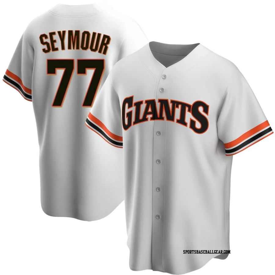 Carson Seymour Men's San Francisco Giants White Replica Home Cooperstown Collection Jersey