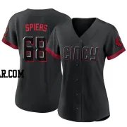 Carson Spiers Women's Cincinnati Reds Black Replica 2023 City Connect Jersey